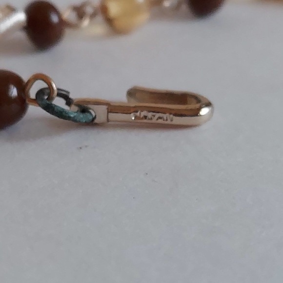 Vintage Japan Multi Strand Mix Bead Collar Necklace 15" Glass Brown Gold Estate - Picture 11 of 12